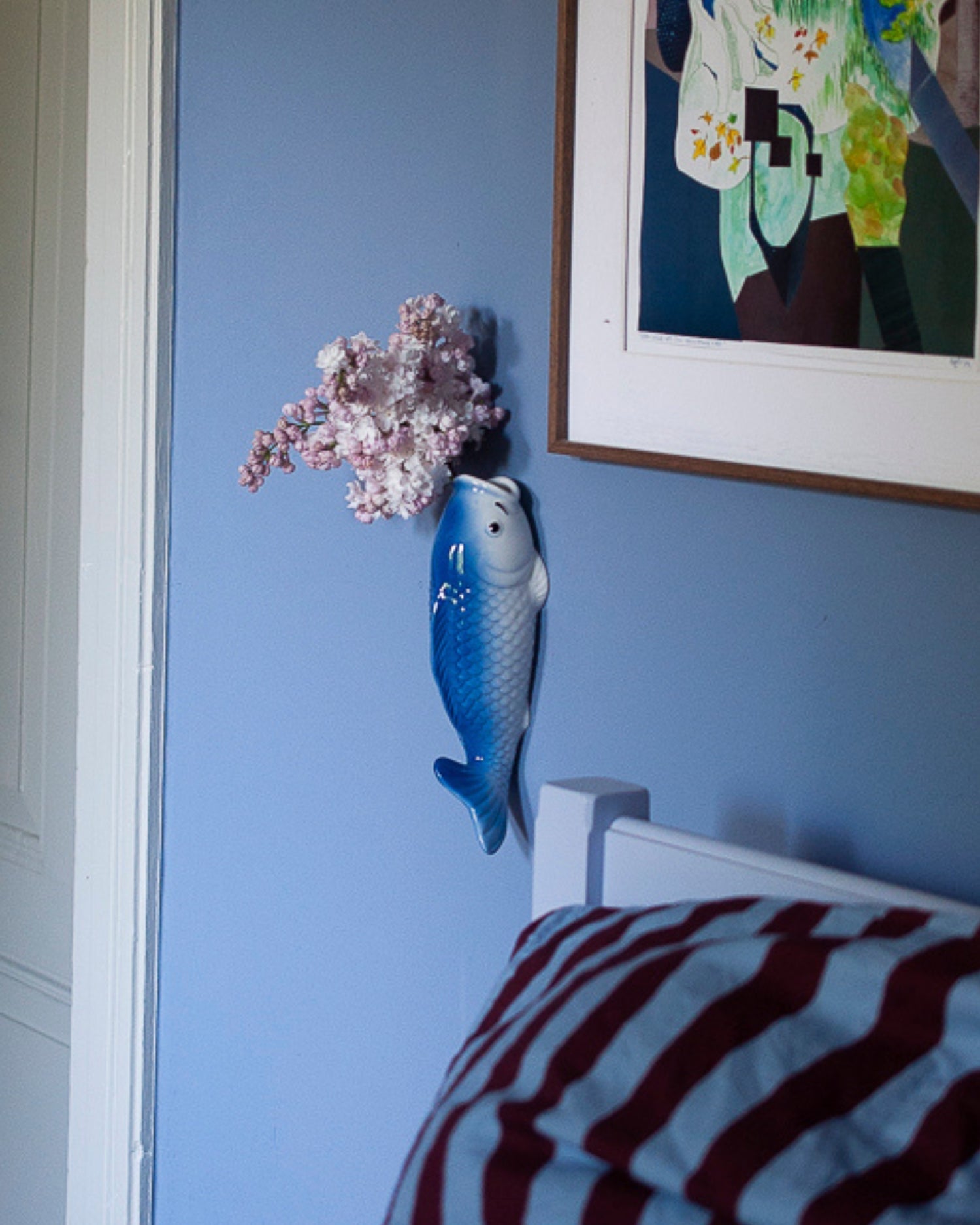 Koi Fish Wall Vase - Indigo Blue - OHAYŌ