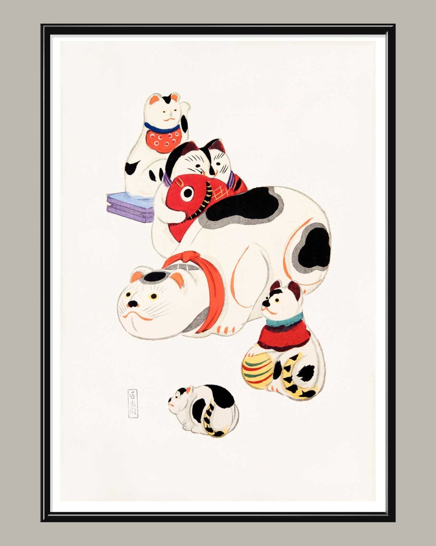 Maneki-Neko Folk Toy Poster - OHAYŌ