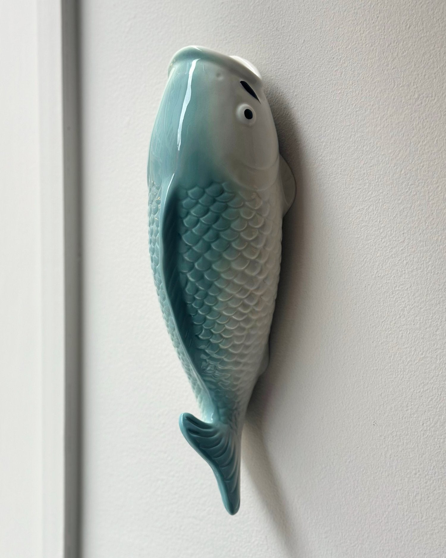 Koi Fish Wall Vase (XL) - Dusty Teal - OHAYŌ