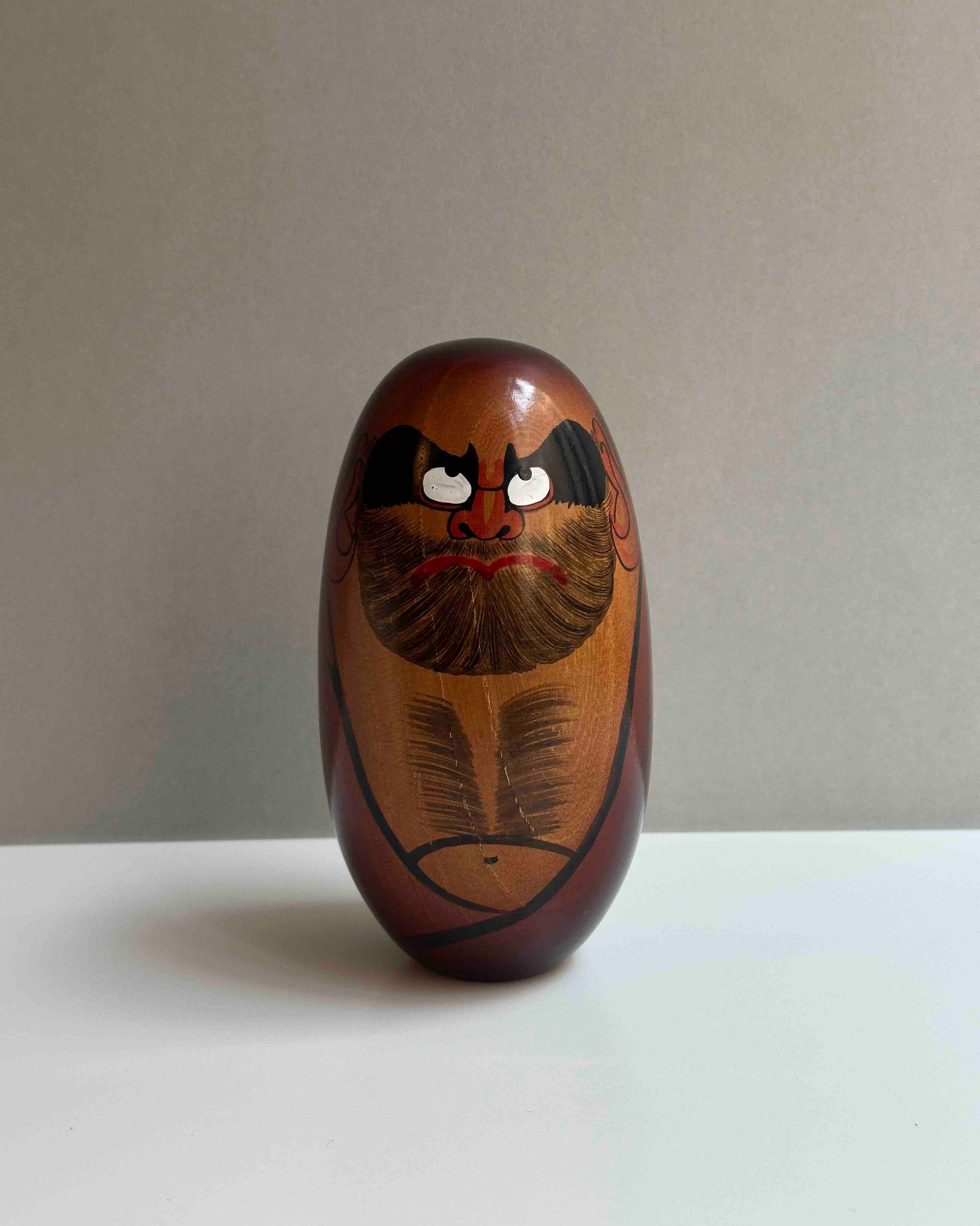 Vintage wooden Daruma, brown