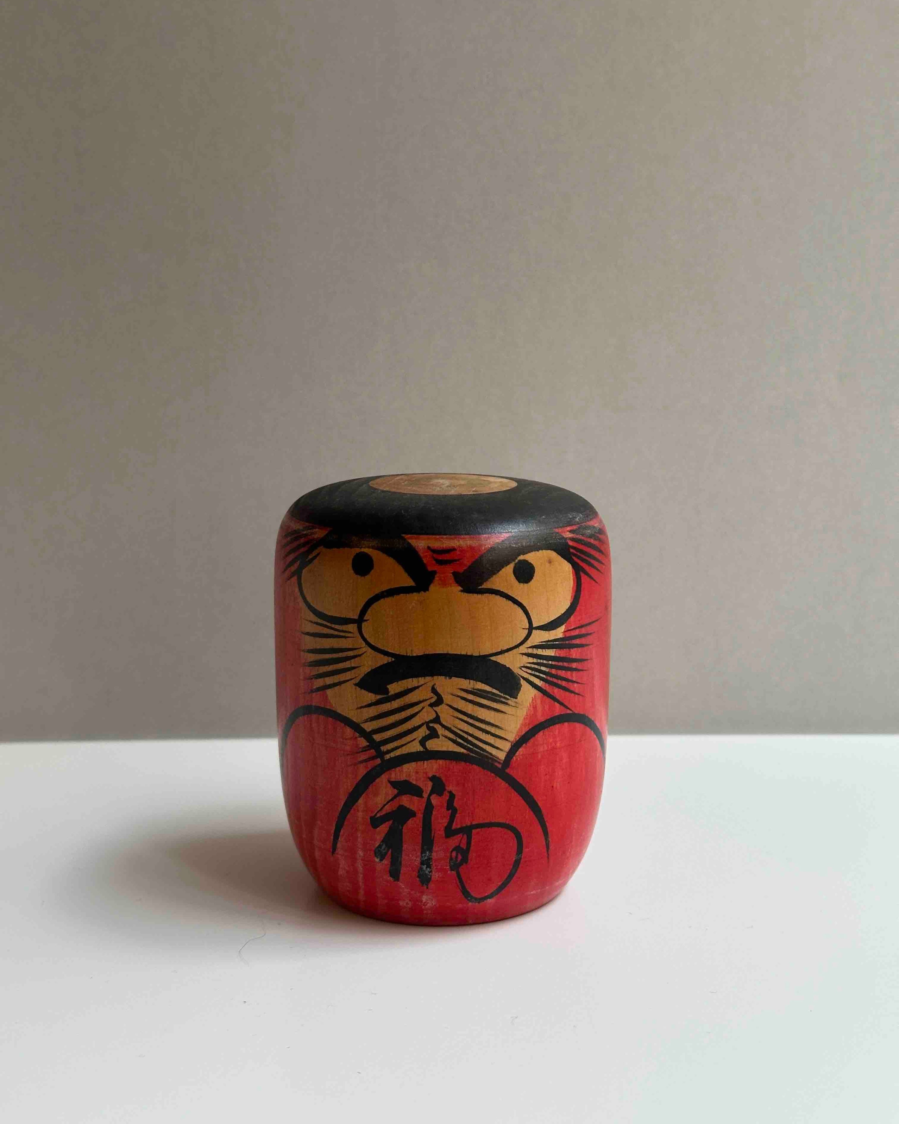 Vintage wooden Daruma, red