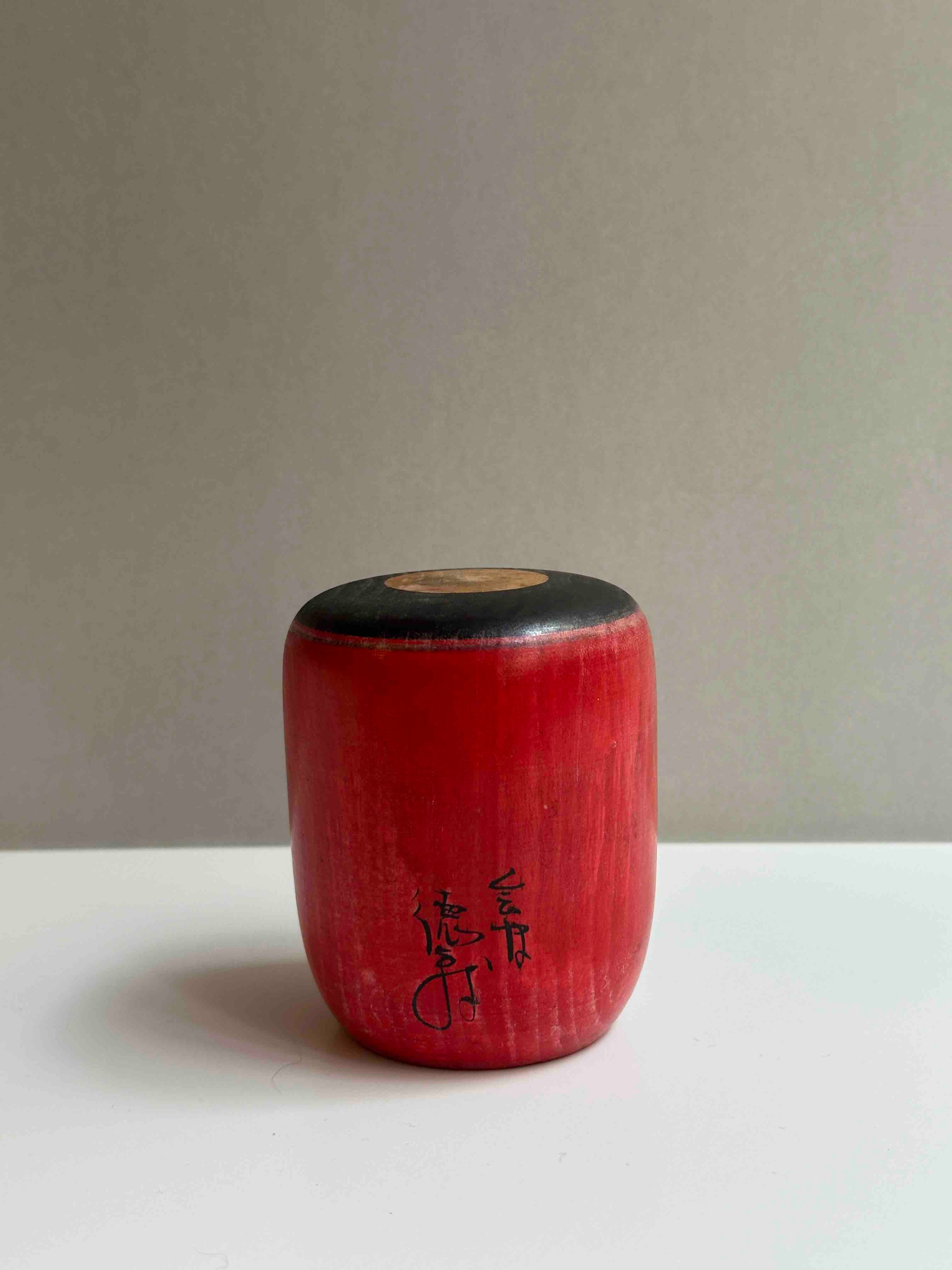 Vintage wooden Daruma, red