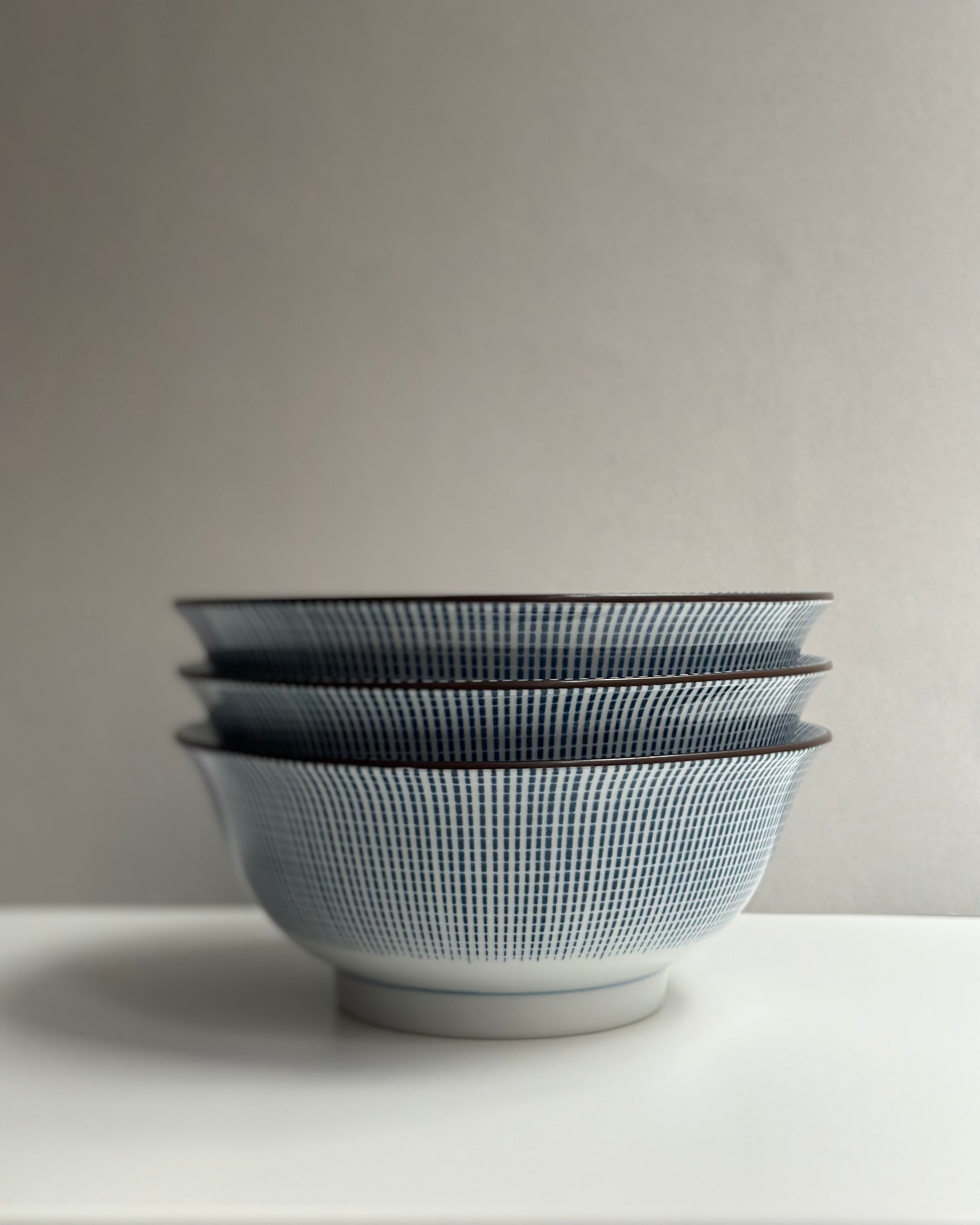 Ramen bowl, blue stripes - OHAYŌ