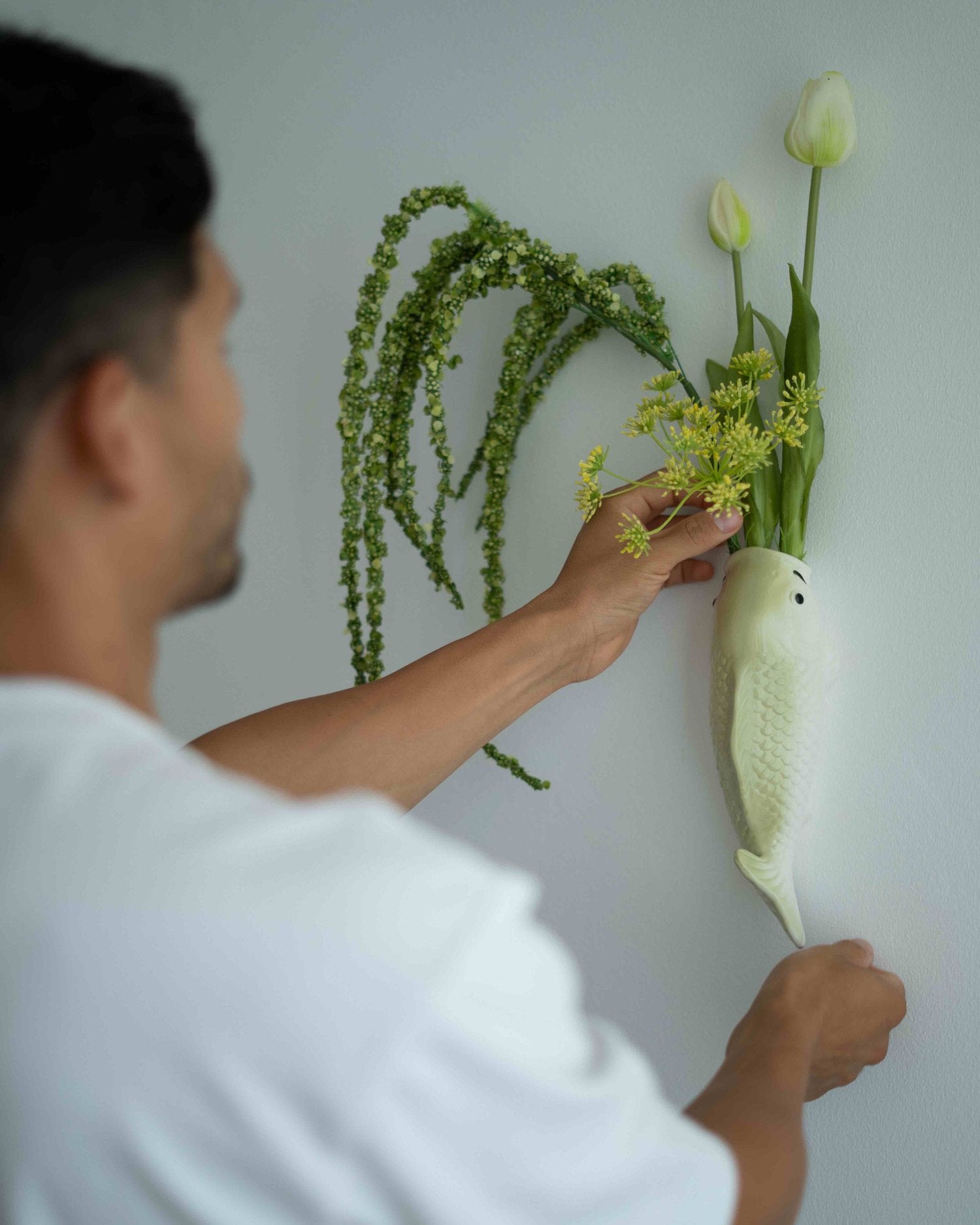 Koi Fish Wall Vase - Matcha Green - OHAYŌ